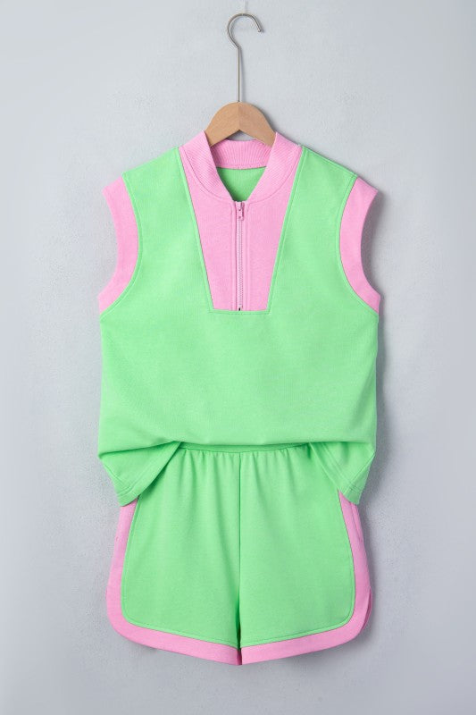 Francesca Contrast Mint Short Set
