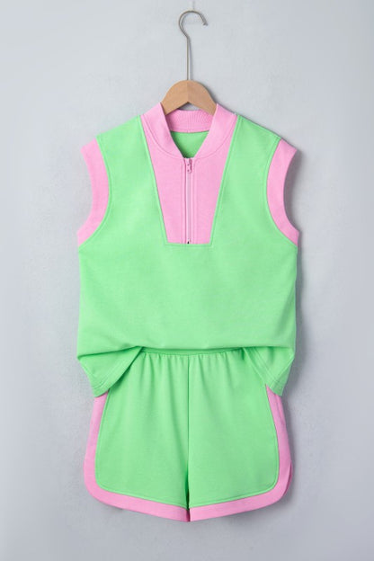 Francesca Contrast Mint Short Set