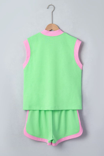 Francesca Contrast Mint Short Set