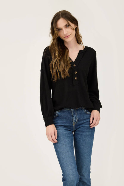 Versailles V-neck Half Button Top