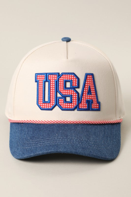 USA Patch Embroidered Medium Denim Hat