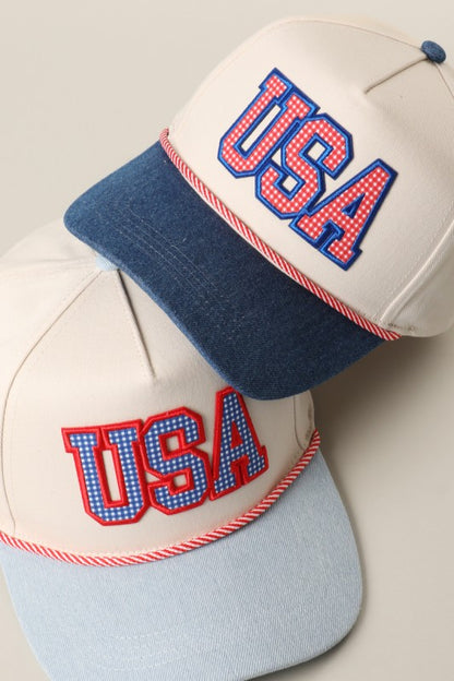 USA Patch Embroidered Medium Denim Hat