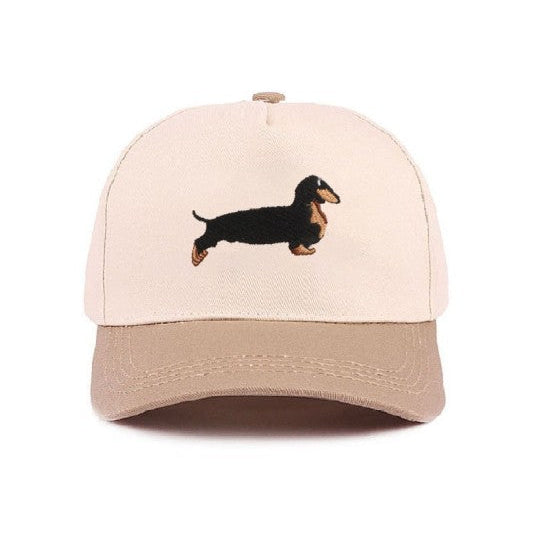 Dachshund Embroidered Taupe Hat