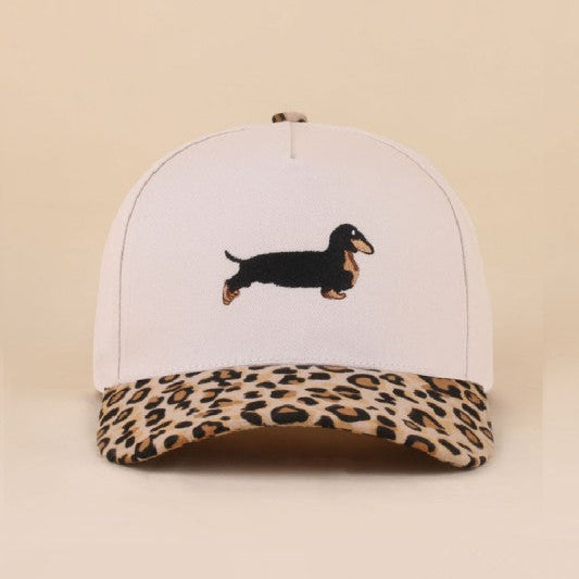 Dachshund Embroidered Leopard Hat