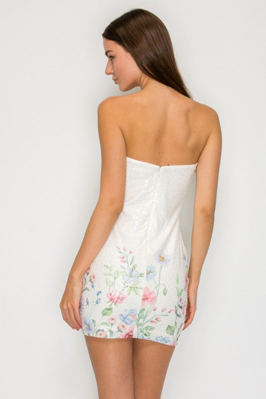Belladonna Beaded Sequin Strapless Mini Dress