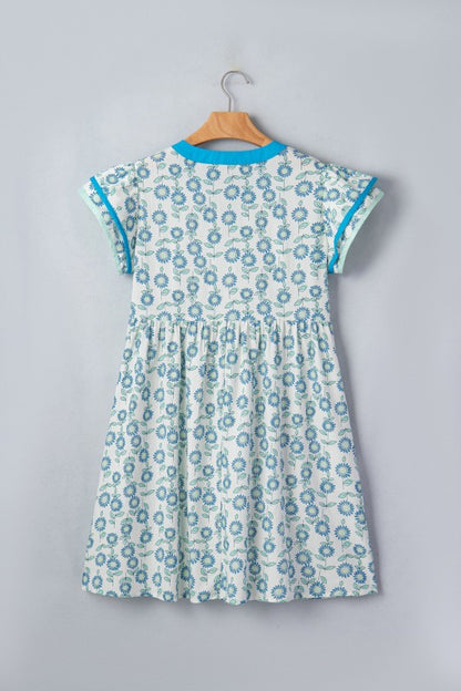 Rosamond Flutter Sleeve Blue Dress