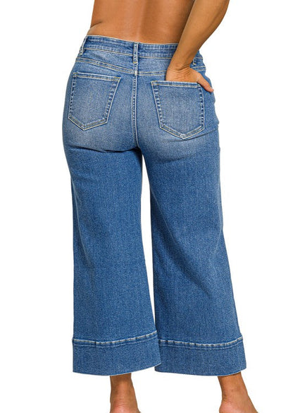 Zenana Addison Cropped Wide Leg Jeans
