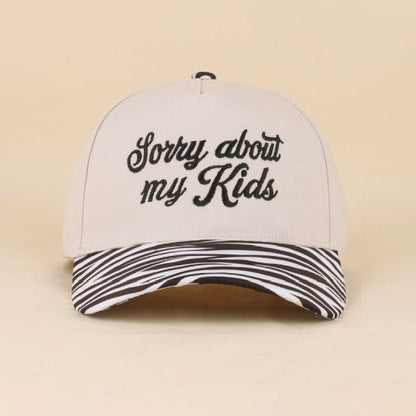 Sorry About My Kids Embroidered Zebra Hat