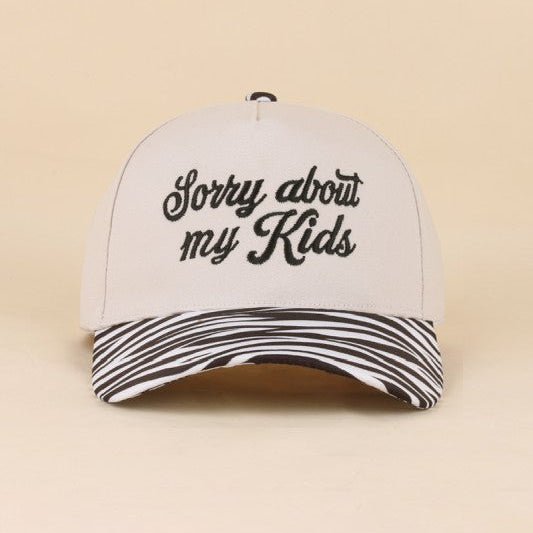 Sorry About My Kids Embroidered Zebra Hat