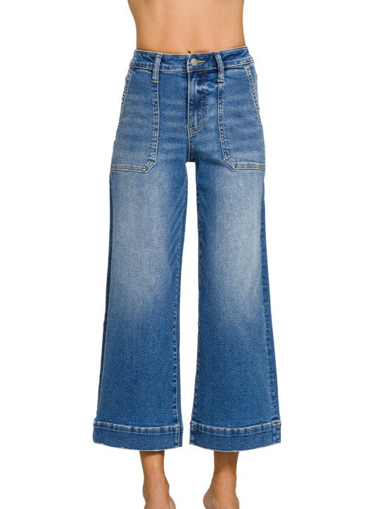 Zenana Tarrant Cropped Wide Leg Jeans