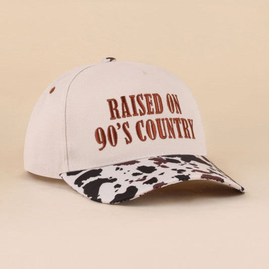 Raised On 90s Country Embroidered Cow Hat