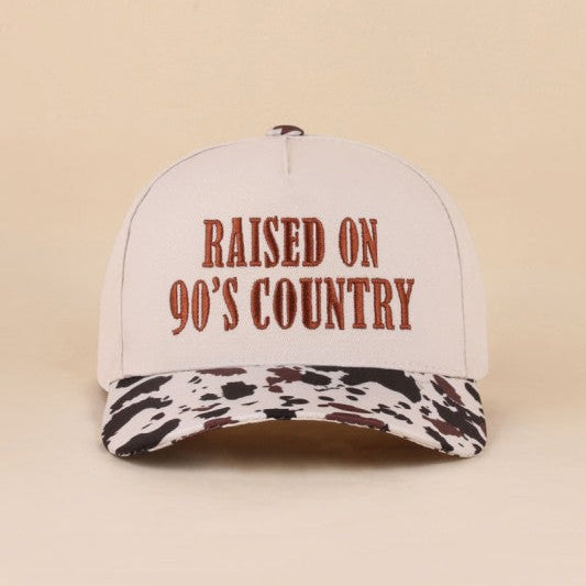 Raised On 90s Country Embroidered Cow Hat
