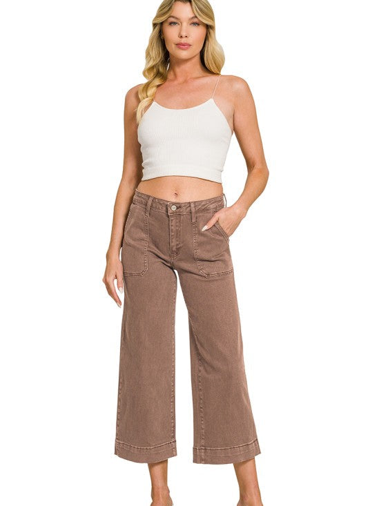 Zenana Lampasas Mineral Brown Jeans