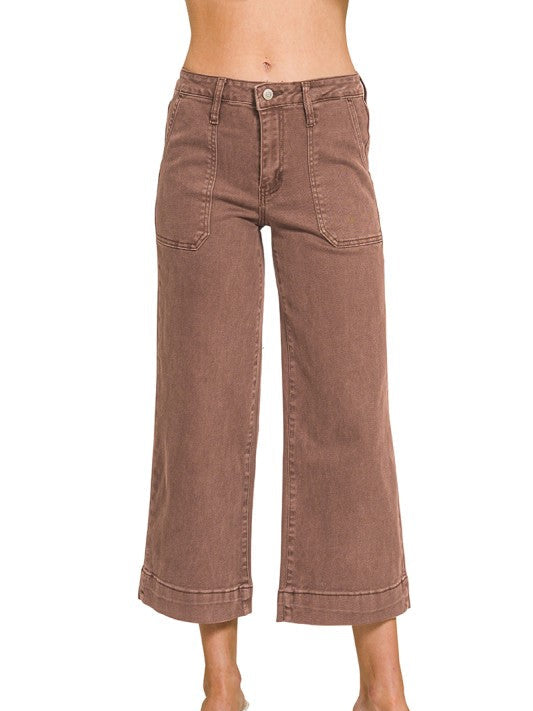 Zenana Lampasas Mineral Brown Jeans
