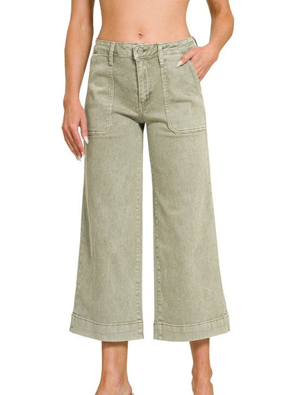 Zenana Lampasas Mineral Olive Jeans