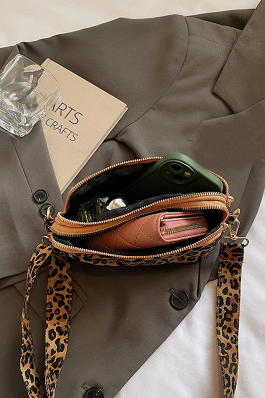 Leopard Denim Crossbody Bag