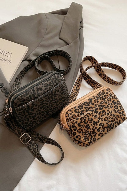 Leopard Denim Crossbody Bag