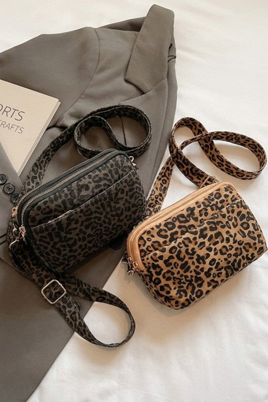Leopard Denim Crossbody Bag