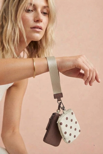 Double Coin Pouch Polka Dot Wristlet