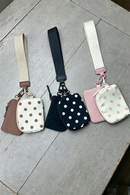 Double Coin Pouch Polka Dot Wristlet