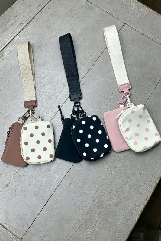 Double Coin Pouch Polka Dot Wristlet