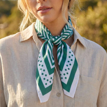Finch Polka Dot Green Satin Scarf