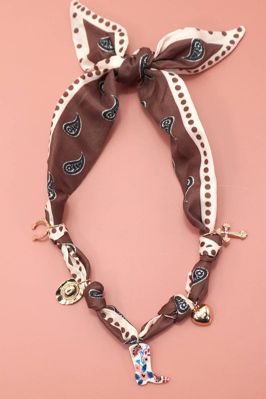 Jolene Scarf Western Charm Brown Necklace