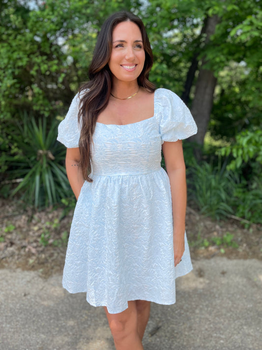 Tiffany Textured Babydoll Blue Dress