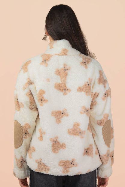 Teddy Bear Quarterzip Fuzzy Pullover