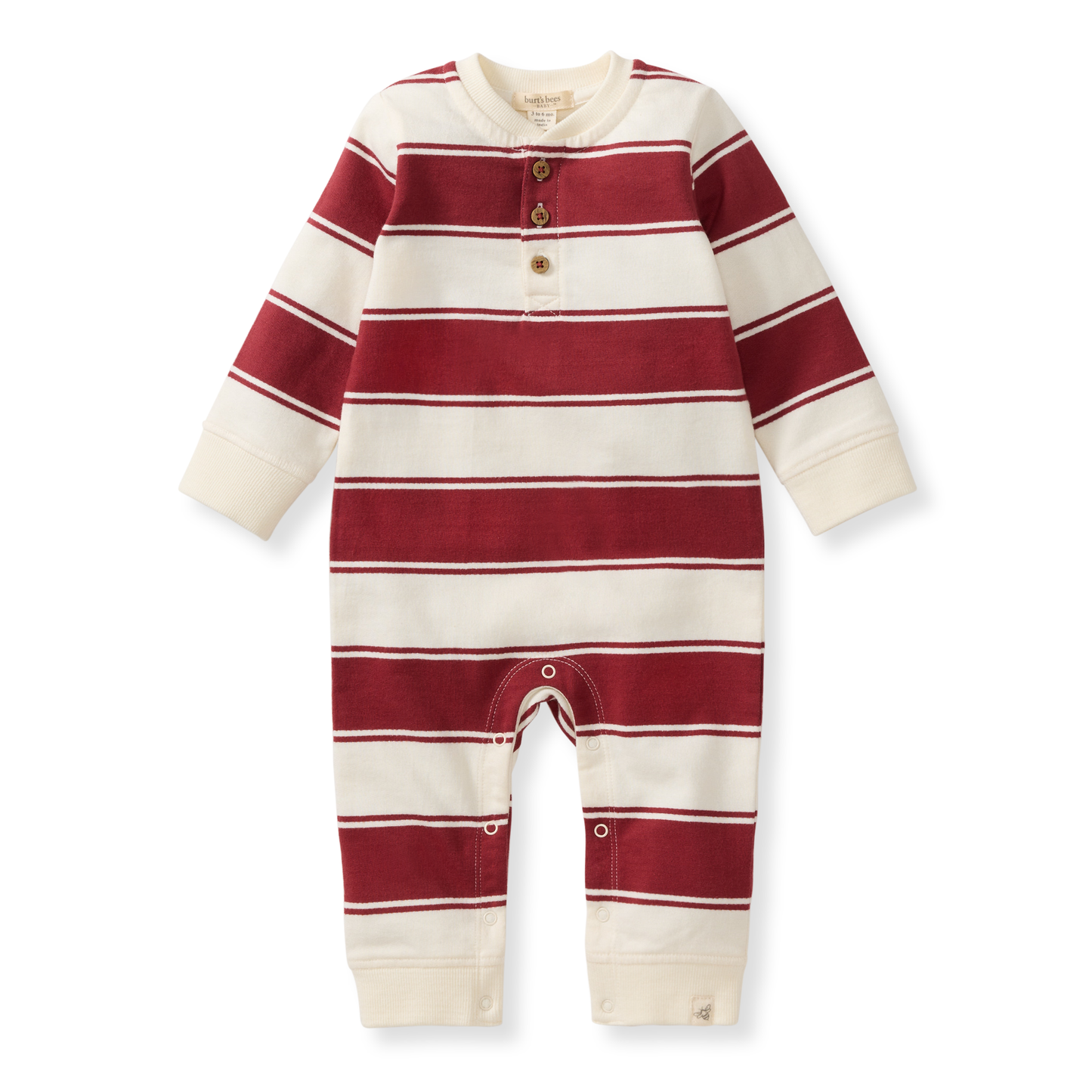 Baby Boys Burt's Bees Rugby Stripe Jumpsuit