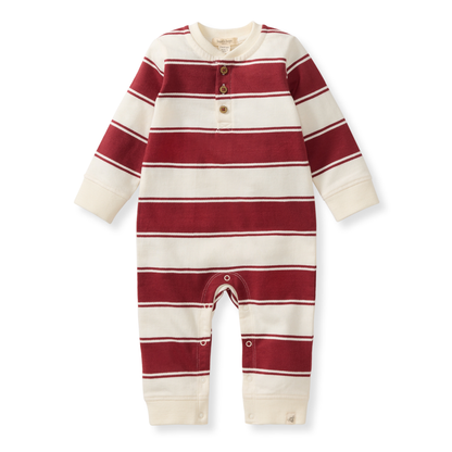Baby Boys Burt's Bees Rugby Stripe Jumpsuit