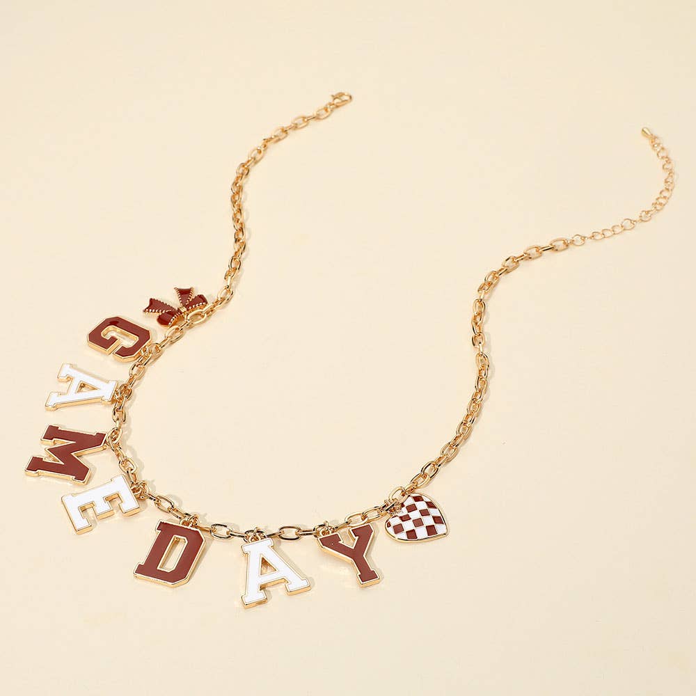 Game Day Maroon Letter Charm Necklace