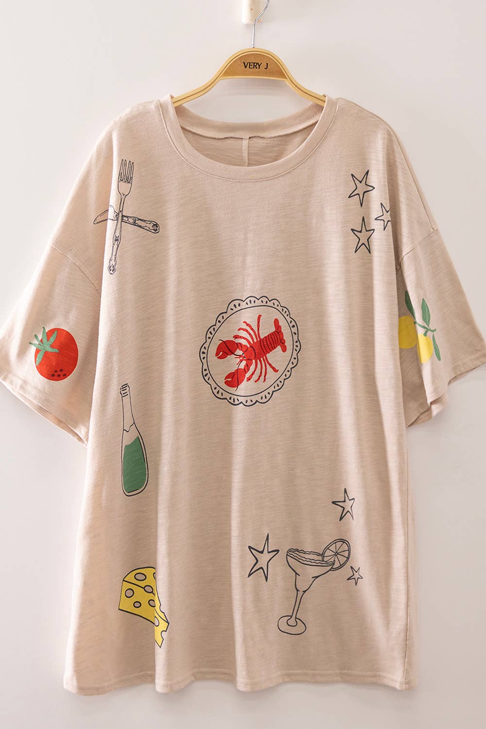 Seafood Graphic Oversized Tee