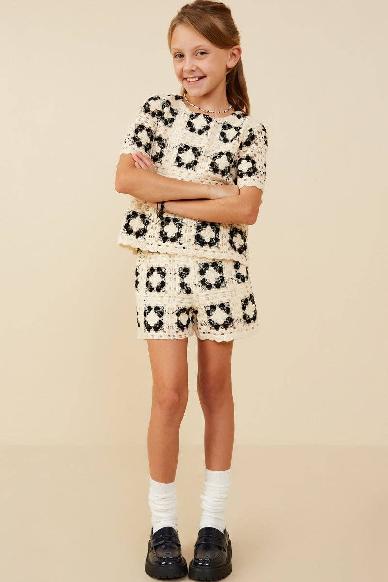 Girls Quilted Crochet Top