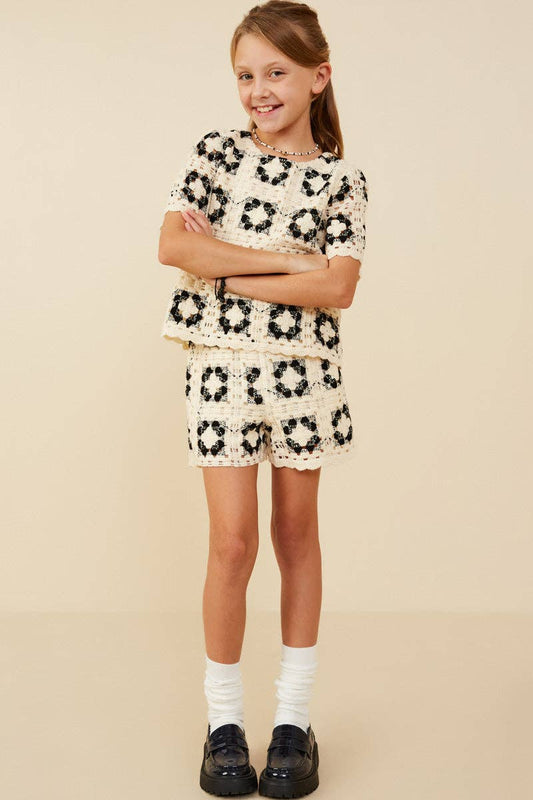 Girls Quilted Crochet Top