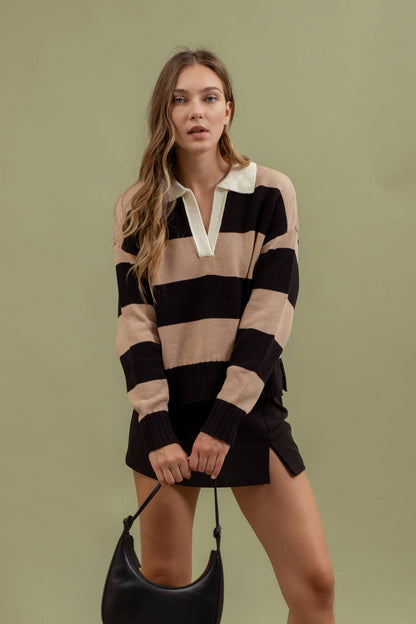 Hidalgo Collared Stripe Sweater