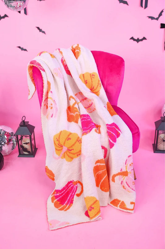 Pink Pumpkin Microfiber Throw Blanket