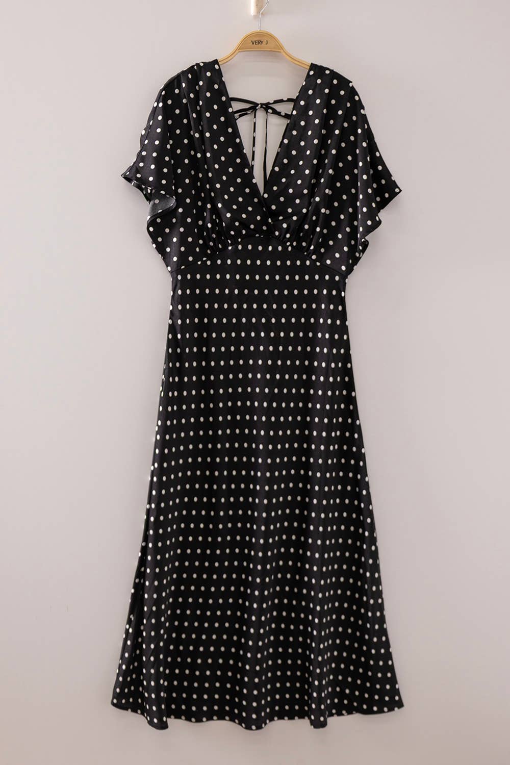 Satin Polka Dot Midi Dress