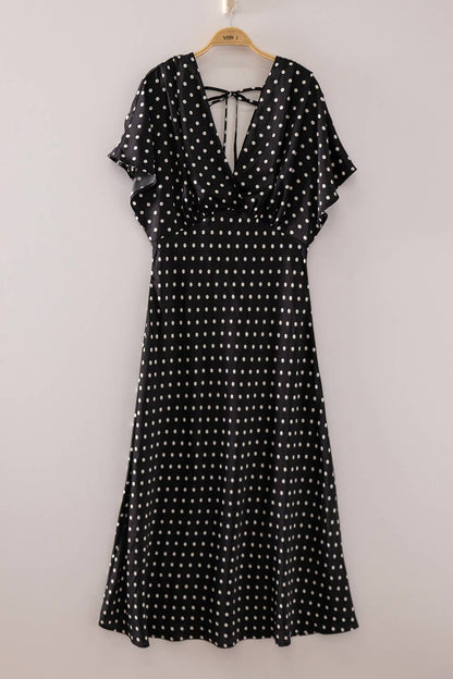 Satin Polka Dot Midi Dress