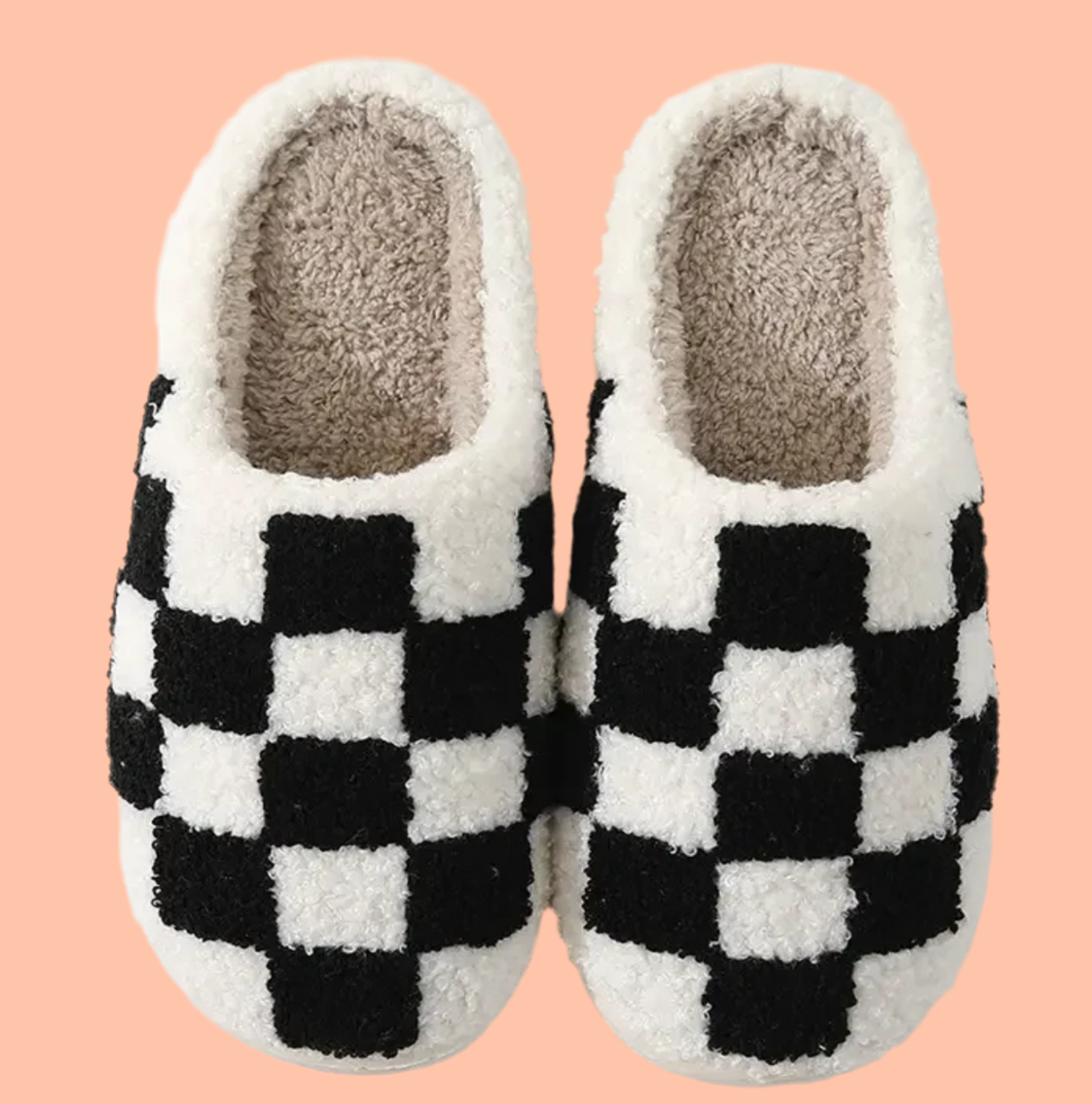 Black Checkered Slippers