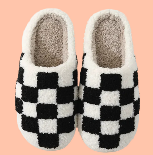 Black Checkered Slippers