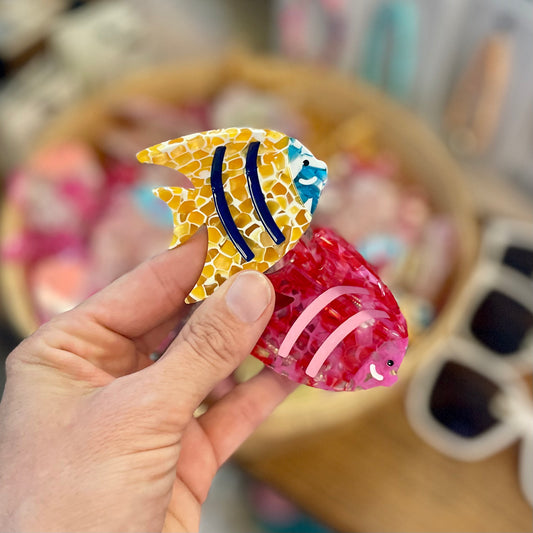 Acetate Tropical Mosaic Fish Claw Clip