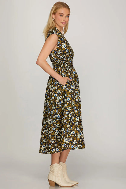 Perry Floral Zip Navy Dress