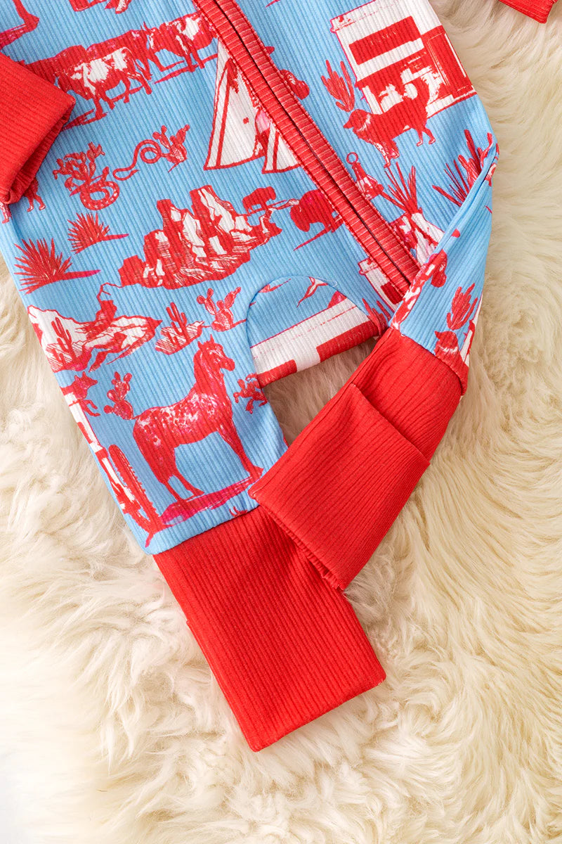 Baby Boys Western Print Blue Sleeper