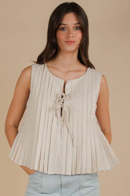Teena Pleated Sleeveless Top