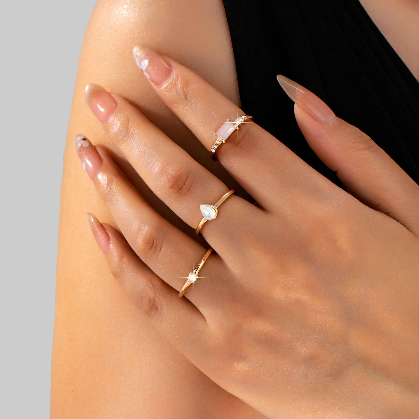Evangeline Milky Pink Set of Rings