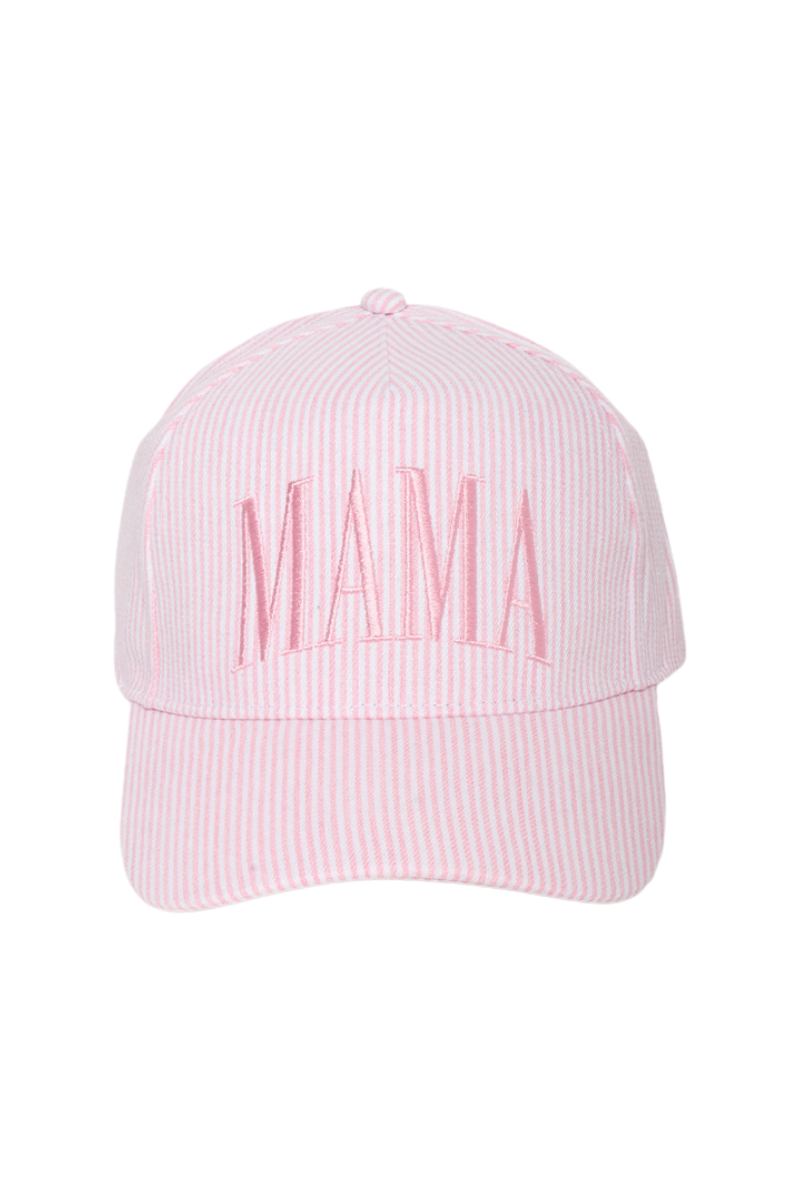 Mama Striped Pink Embroidered Hat