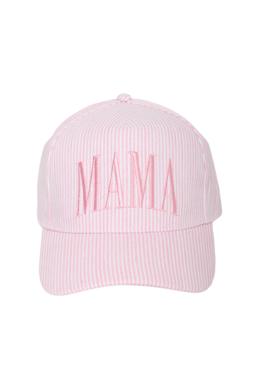 Mama Striped Pink Embroidered Hat