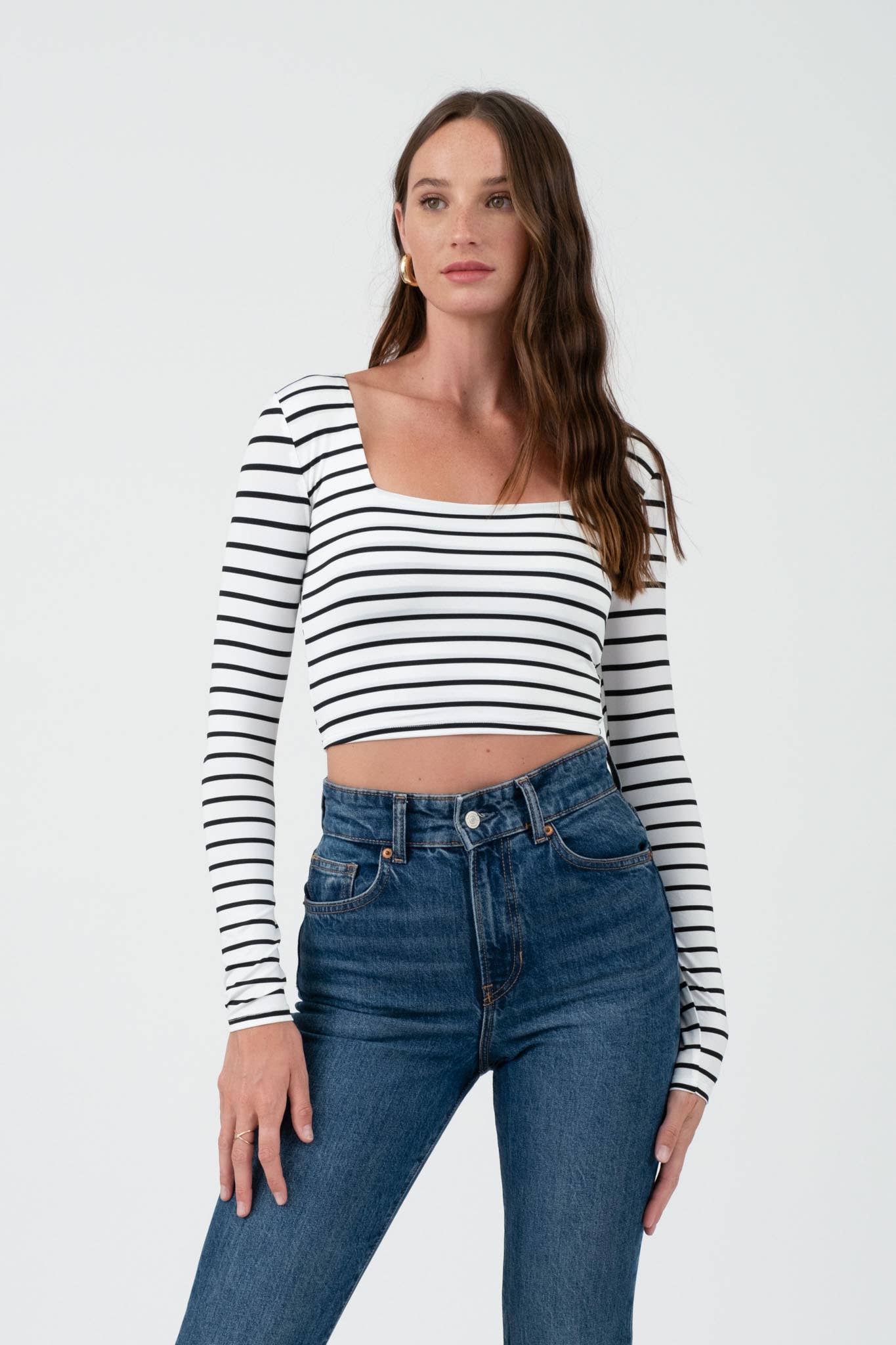 Lovelock Striped Square Neck Crop Top