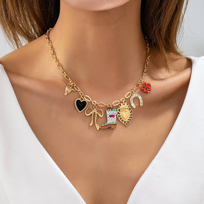 Nevada Acetate Boot Charm Necklace
